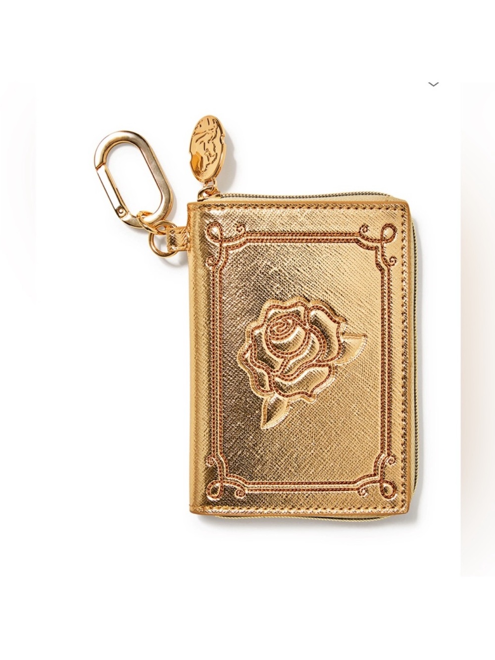 Bath & Body Work - Belle Gold Metallic Rose Zip Cardholder Keychain